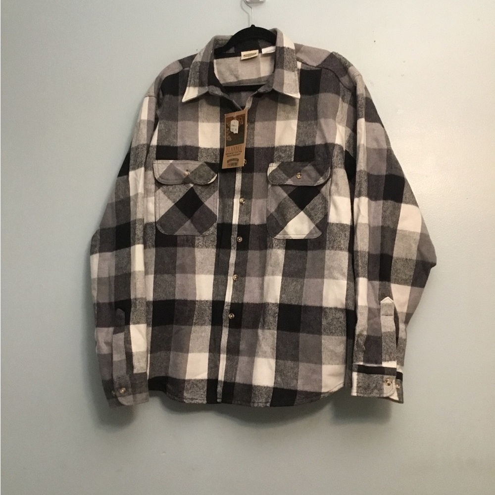 FIVEBROTHER Gray and White and Black Plaid Shirt